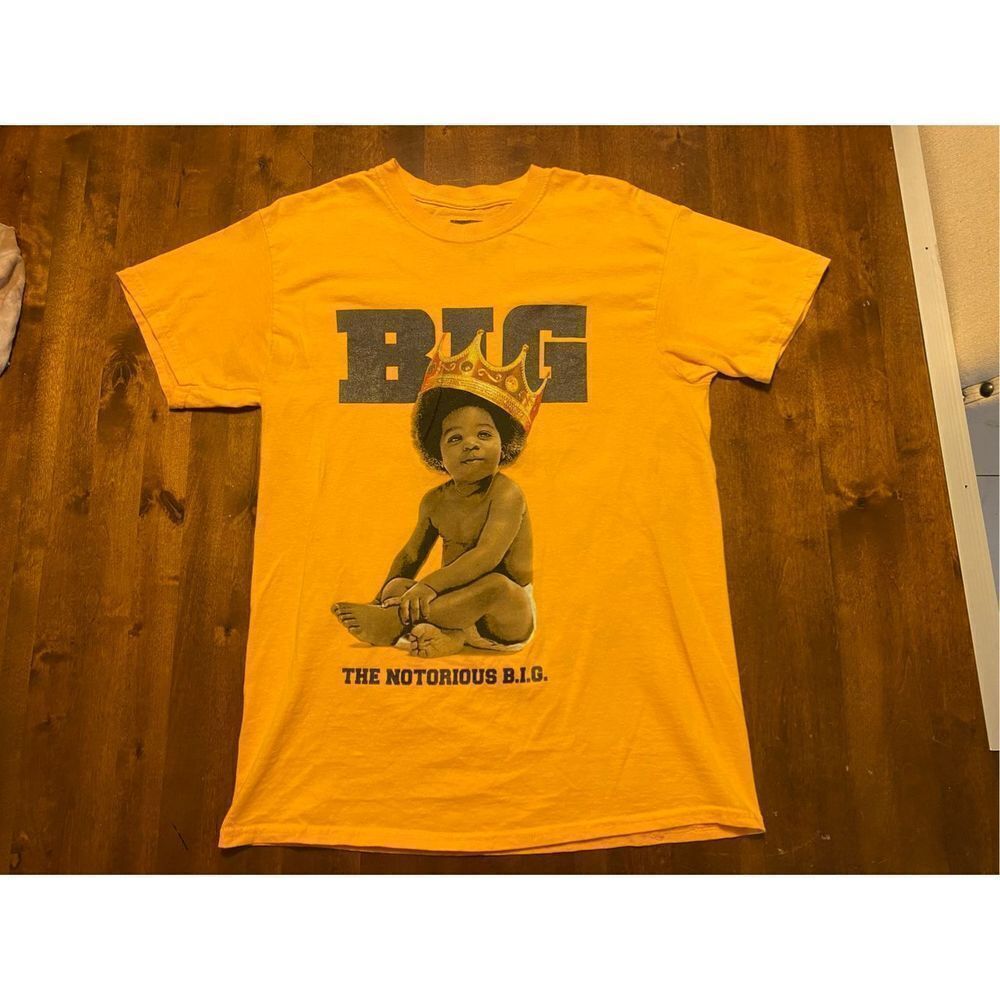 Biggie Smalls Shirt Mens Medium Yellow Notorious Big Rapper Baby Rap Tee
